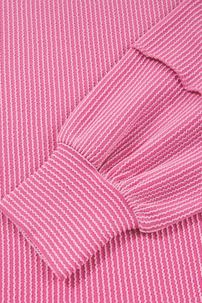 Pink Ribbed Exposed Seam Detail Plus Size Top