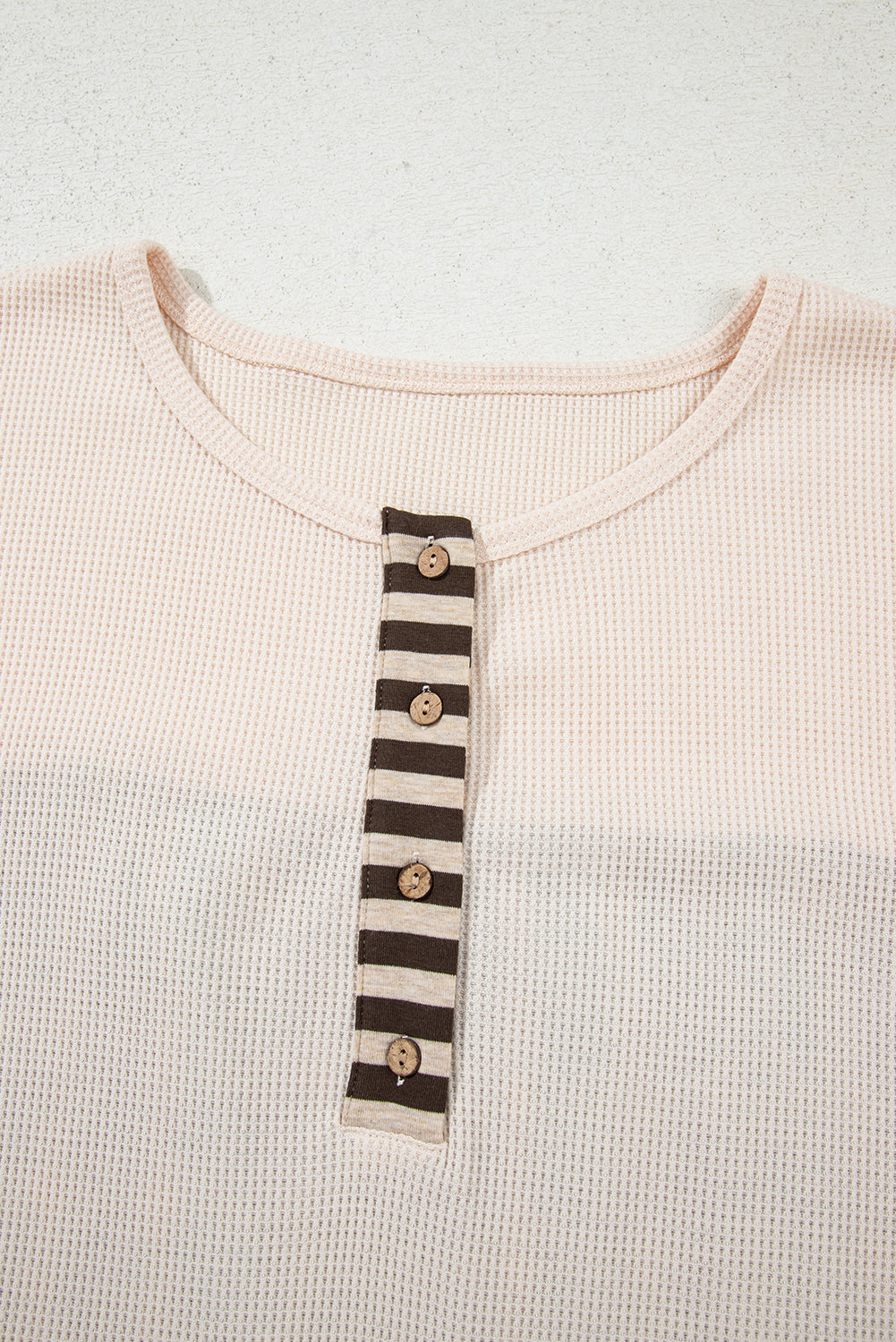 Waffle Colorblock Striped Plaid Patchwork Pullover Plus Top
