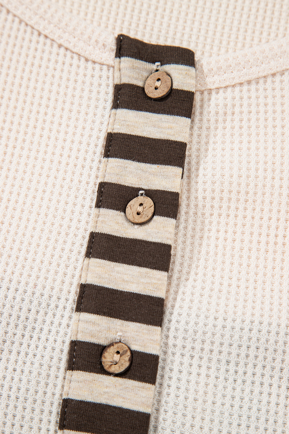 Waffle Colorblock Striped Plaid Patchwork Pullover Plus Top