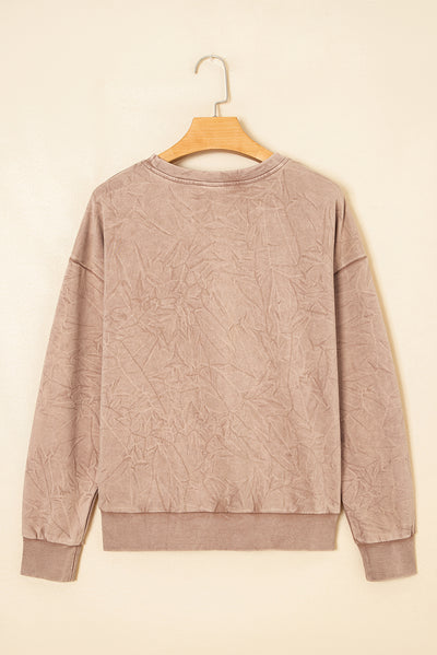 Saved by Grace Letter Embroidered Mineral Wash Sweatshirt