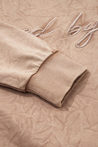 Saved by Grace Letter Embroidered Mineral Wash Sweatshirt