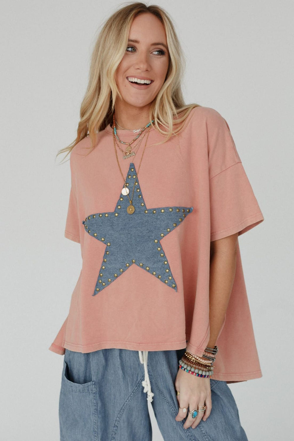 Blush Studded Star Tee