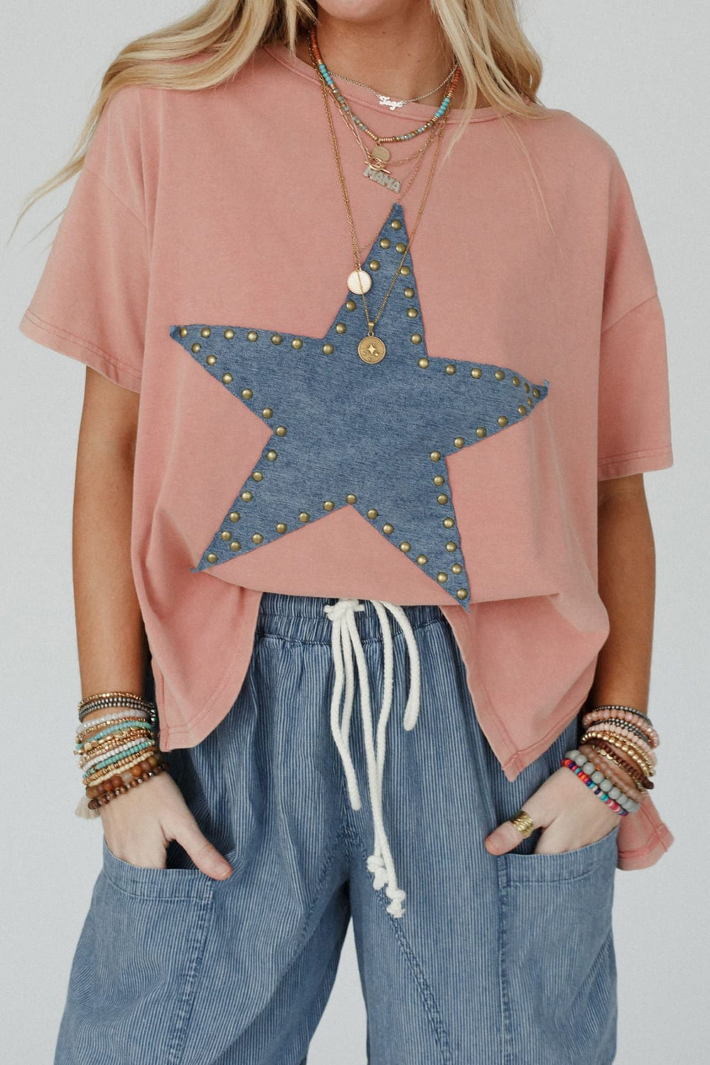 Blush Studded Star Tee