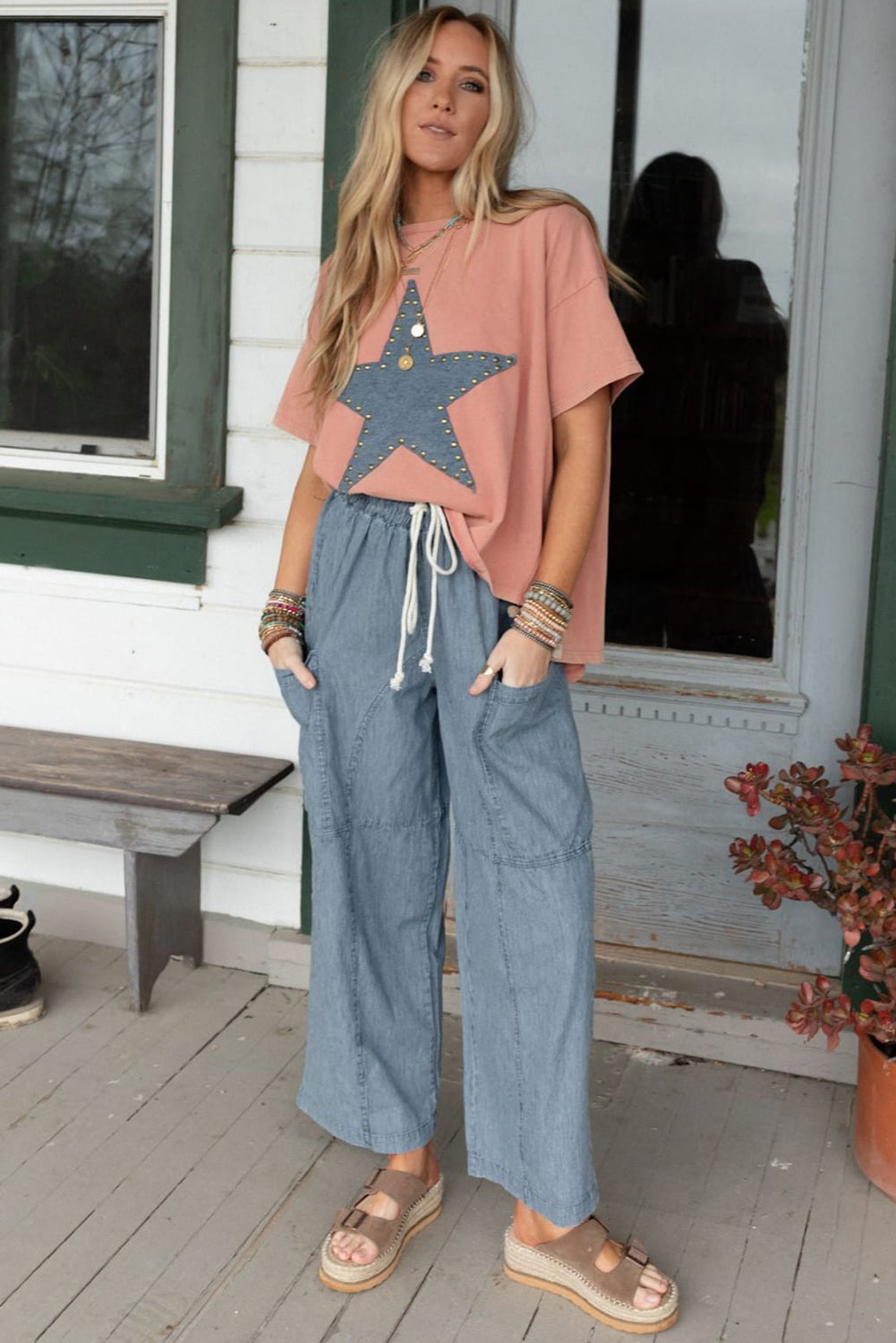 Blush Studded Star Tee