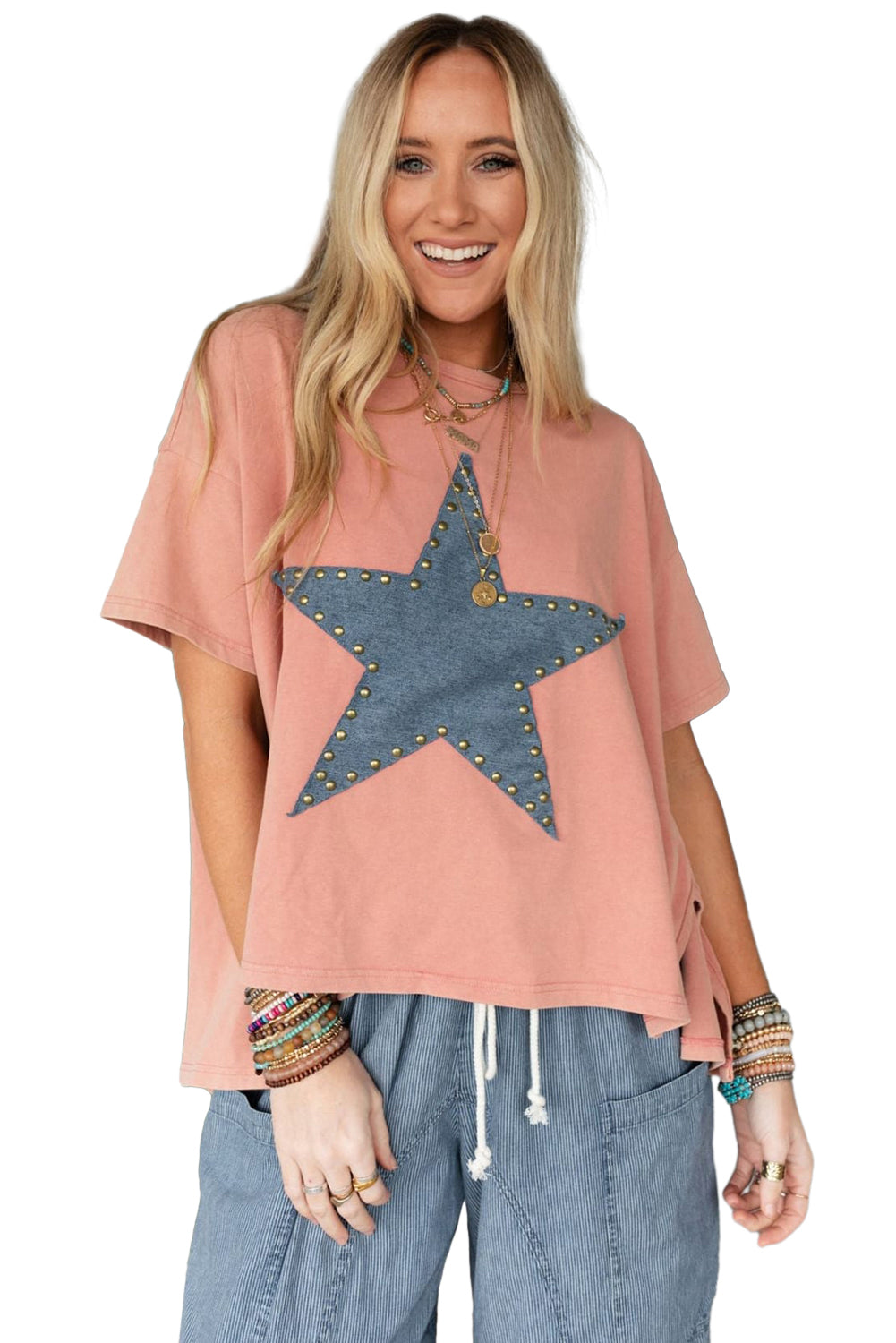 Blush Studded Star Tee