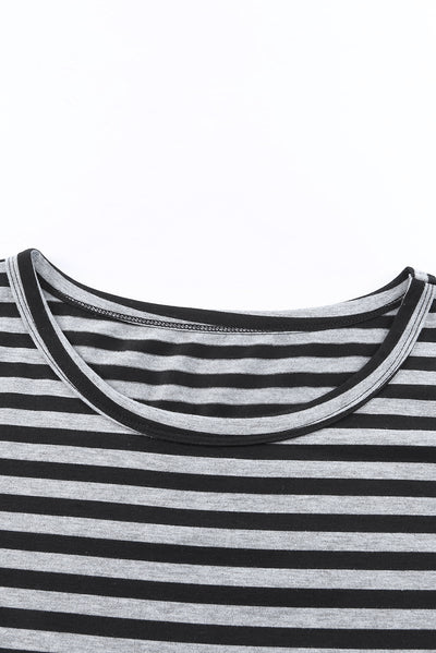 Black Striped Butterfly Sleeve T Shirt