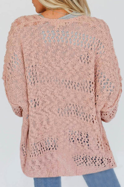 Pink Knit Dolman Sleeve Cardigan