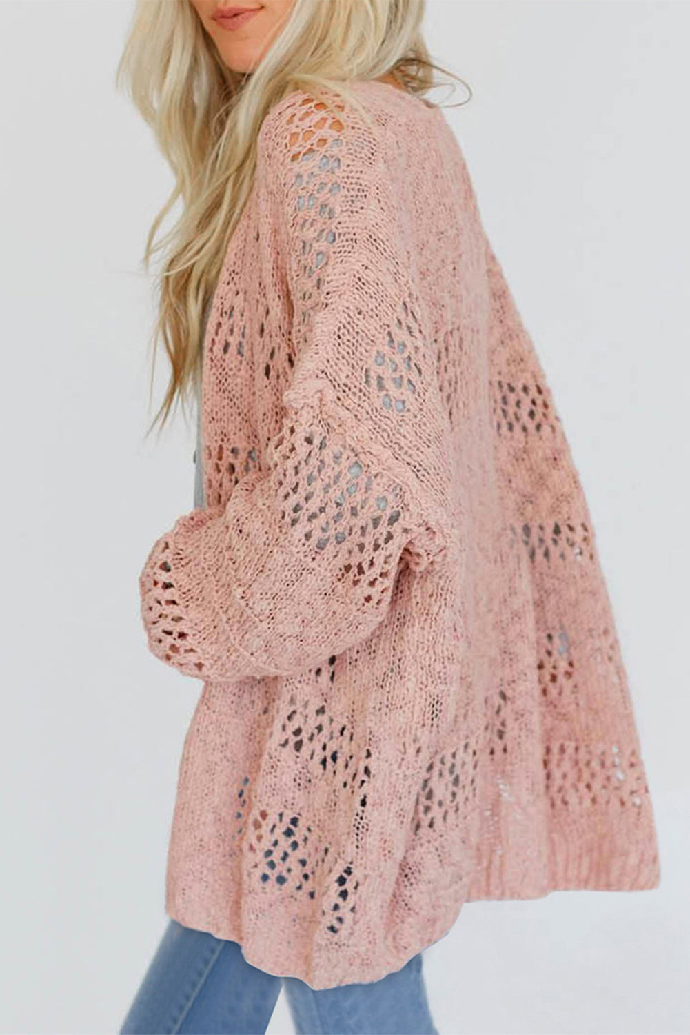 Pink Knit Dolman Sleeve Cardigan