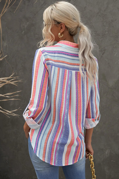 White Sweet Enough Striped Button Up Top