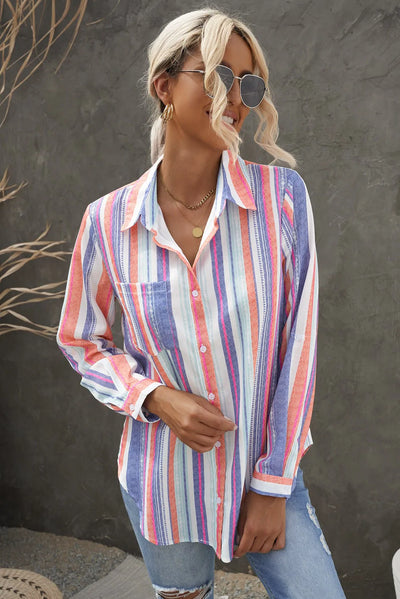 White Sweet Enough Striped Button Up Top