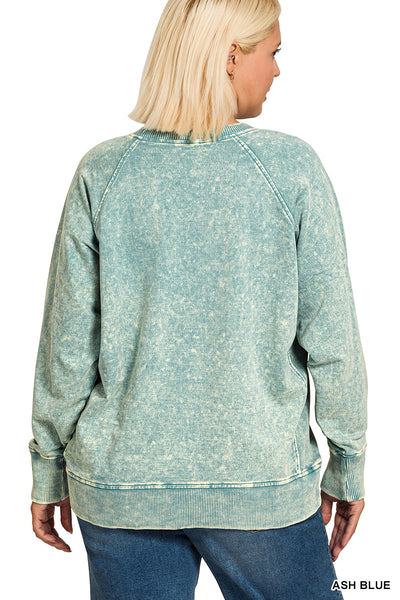 Plus Size Ash Blue French Terry Pullover