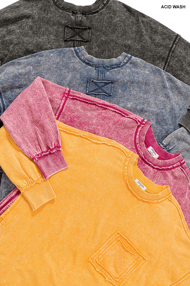 Plus French Terry Acid Wash Pullover Sweatshirt