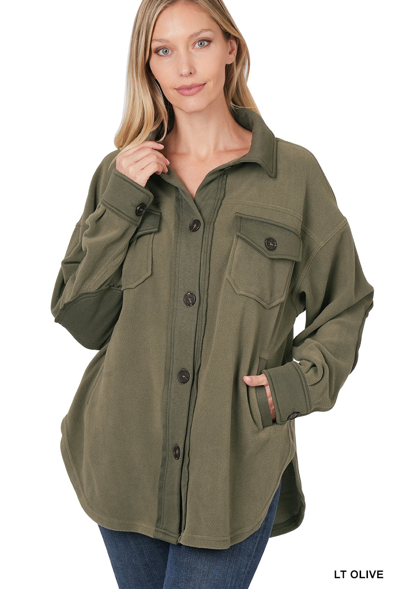 Oversized Olive Fleece Shacket