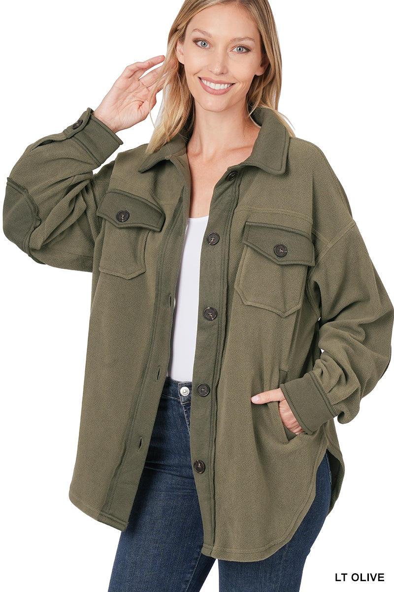 Oversized Olive Fleece Shacket