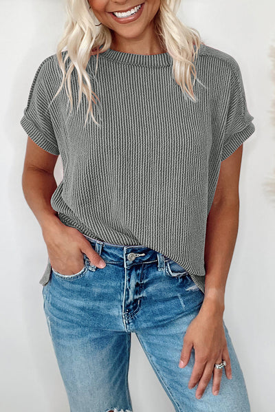 Jade Ribbed Knit Tee