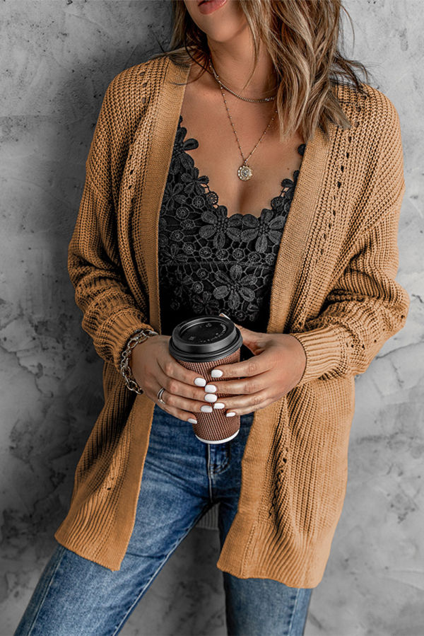 Drop Sleeve Cable Knit Cardigan