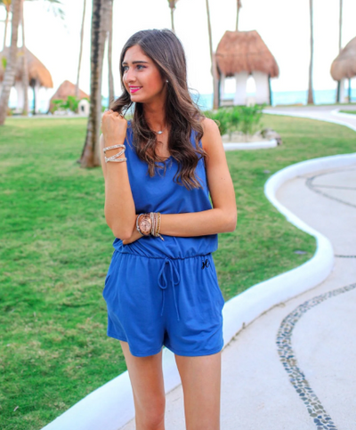 Blue Paradise Cove Tank Romper