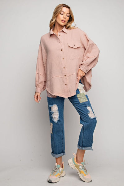 Cotton Gauze Loose Fit Shirt