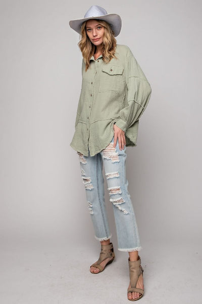 Cotton Gauze Loose Fit Shirt