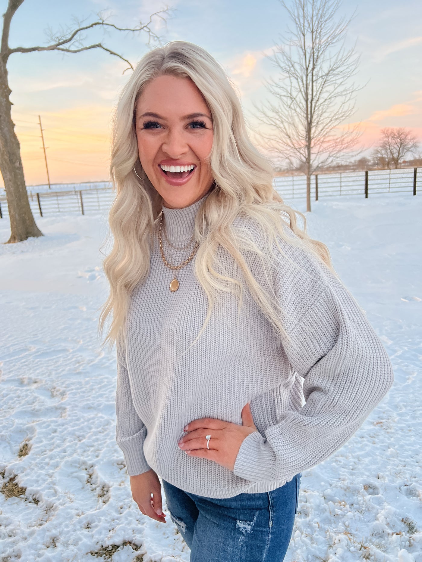 Gray High Neck Sweater