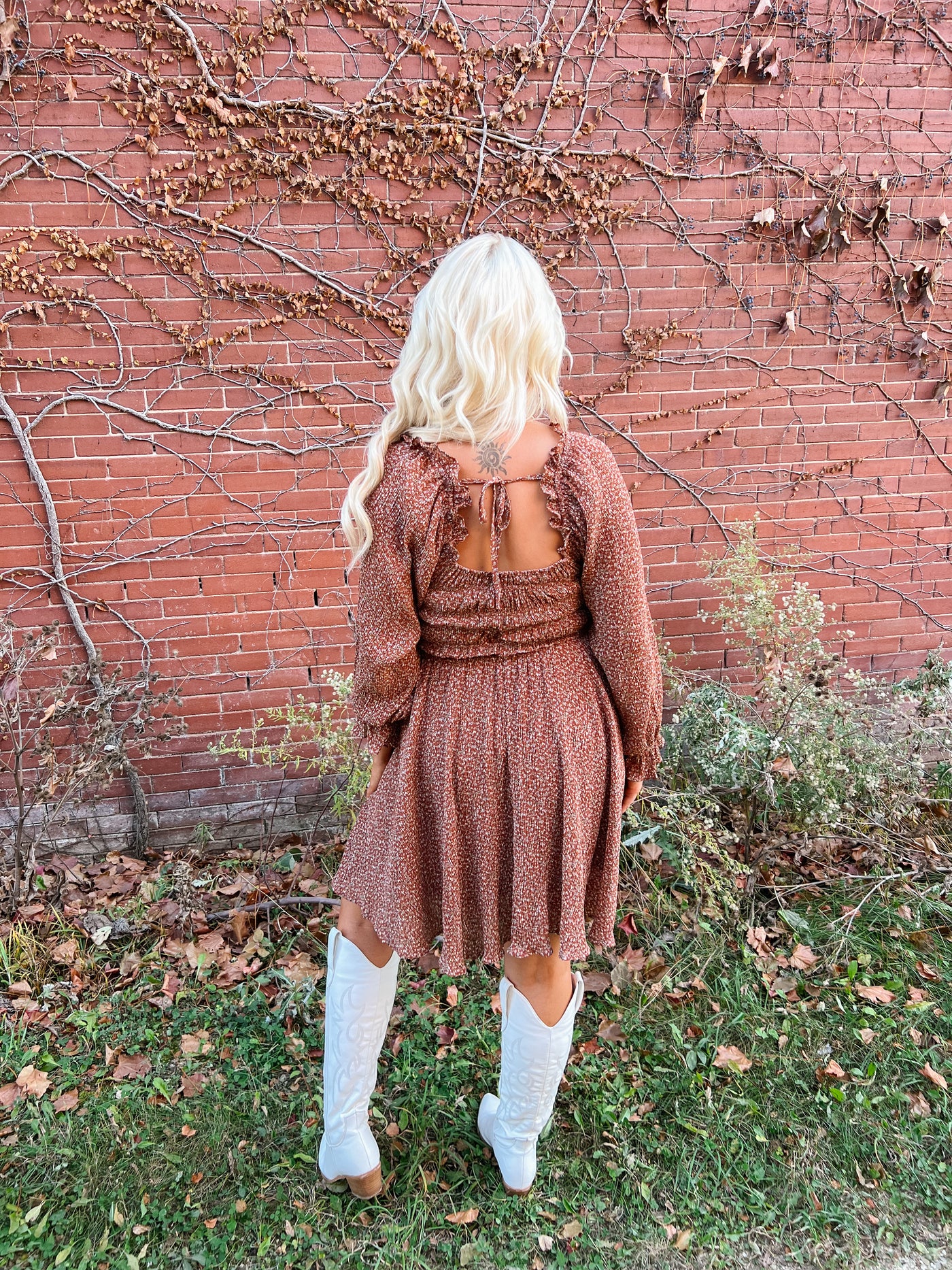 Falling For You Rust Smocked Dress