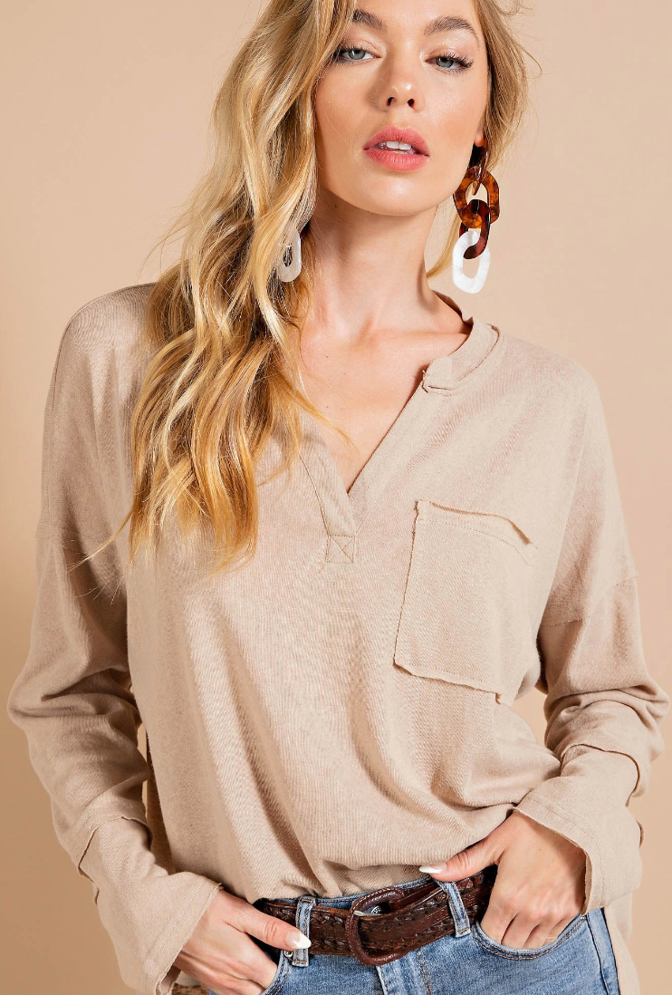 V Neck Long Sleeve Top