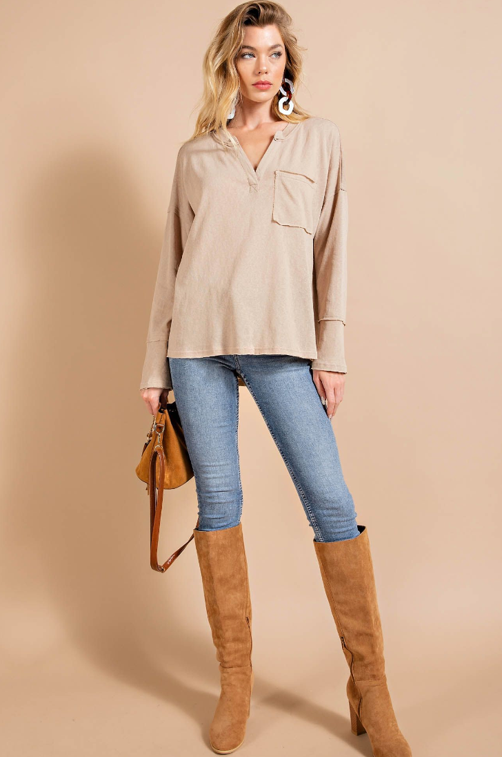 V Neck Long Sleeve Top