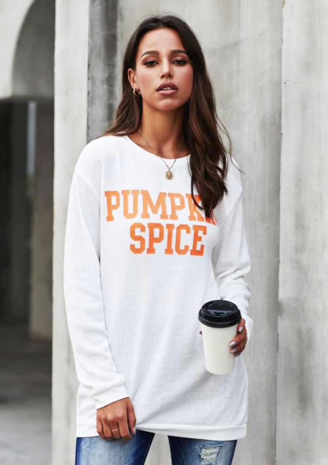 Pumpkin Spice Knit Graphic Top