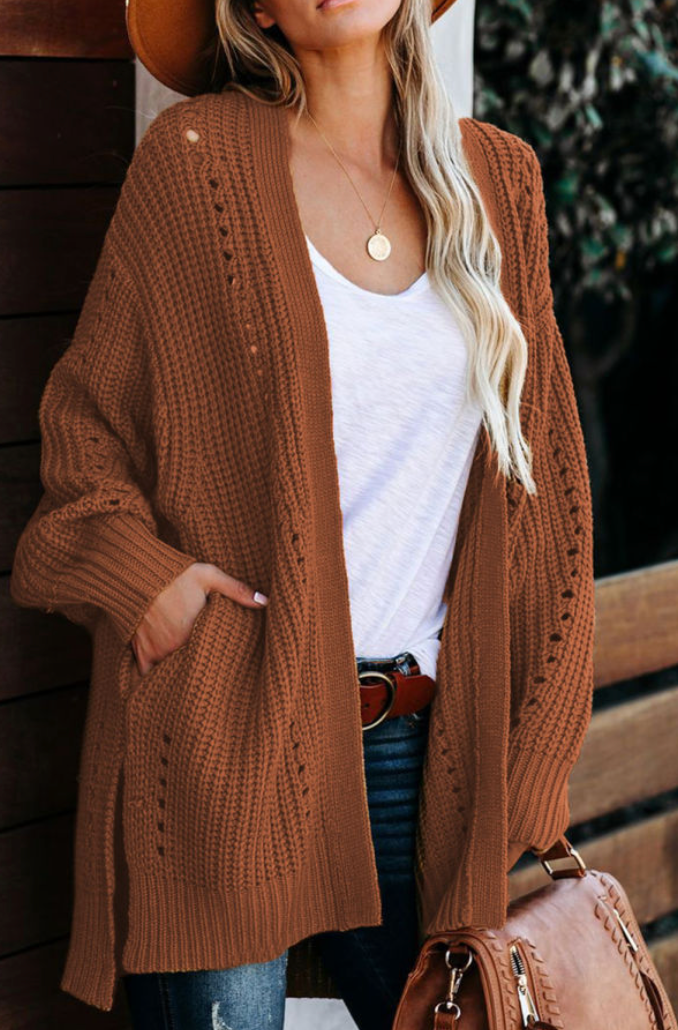 Drop Sleeve Cable Knit Cardigan