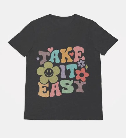 Take It Easy Black Floral Graphic Tee