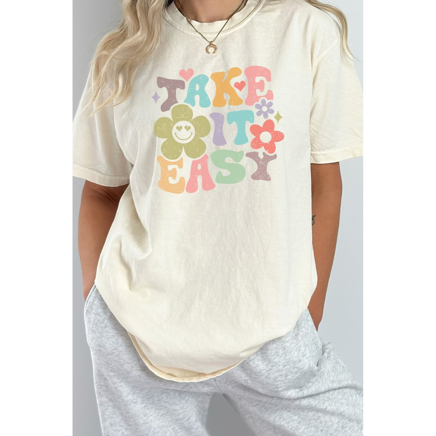 Take It Easy Floral Graphic Tee