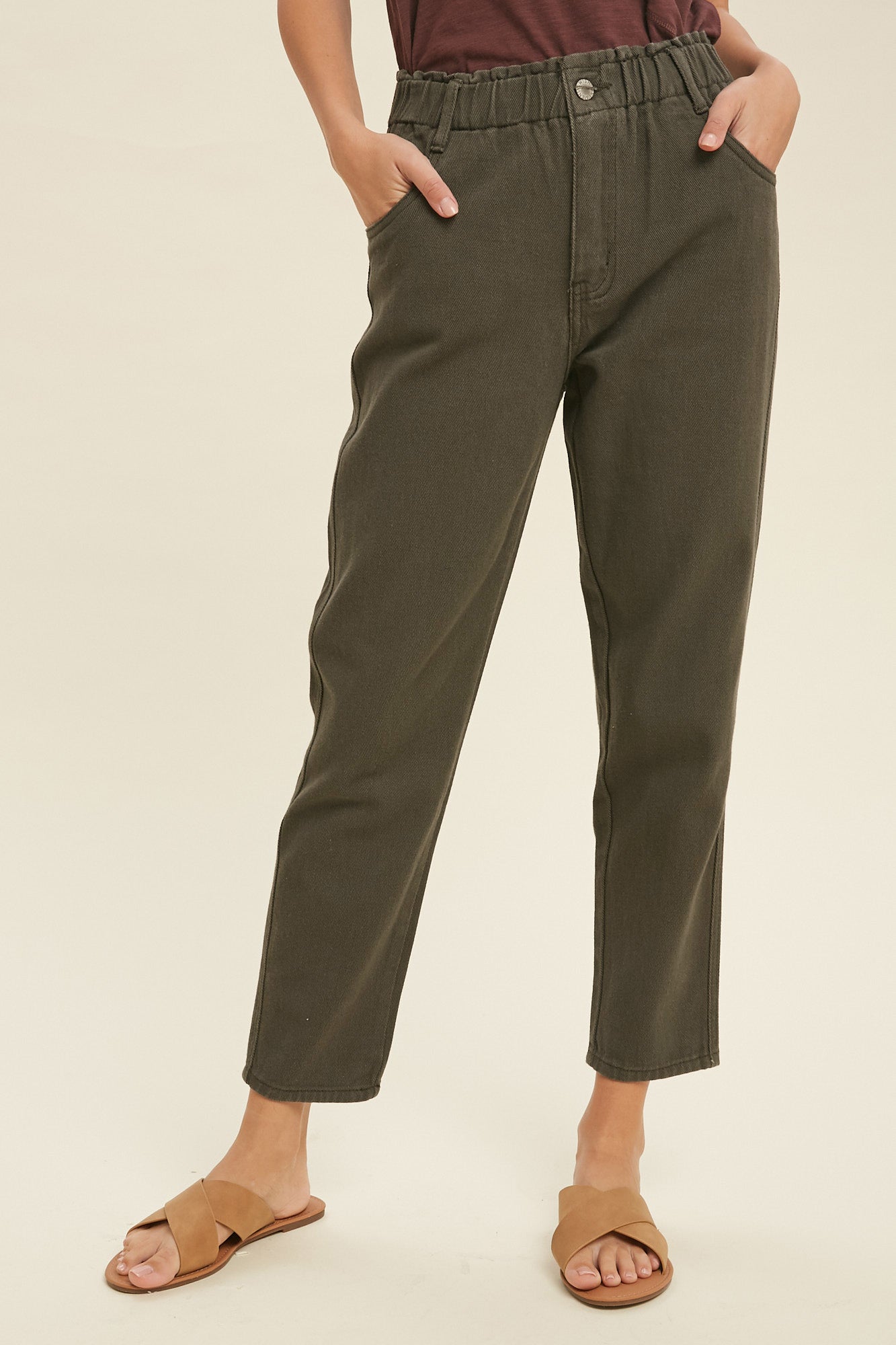 Cropped Twill Denim Pants