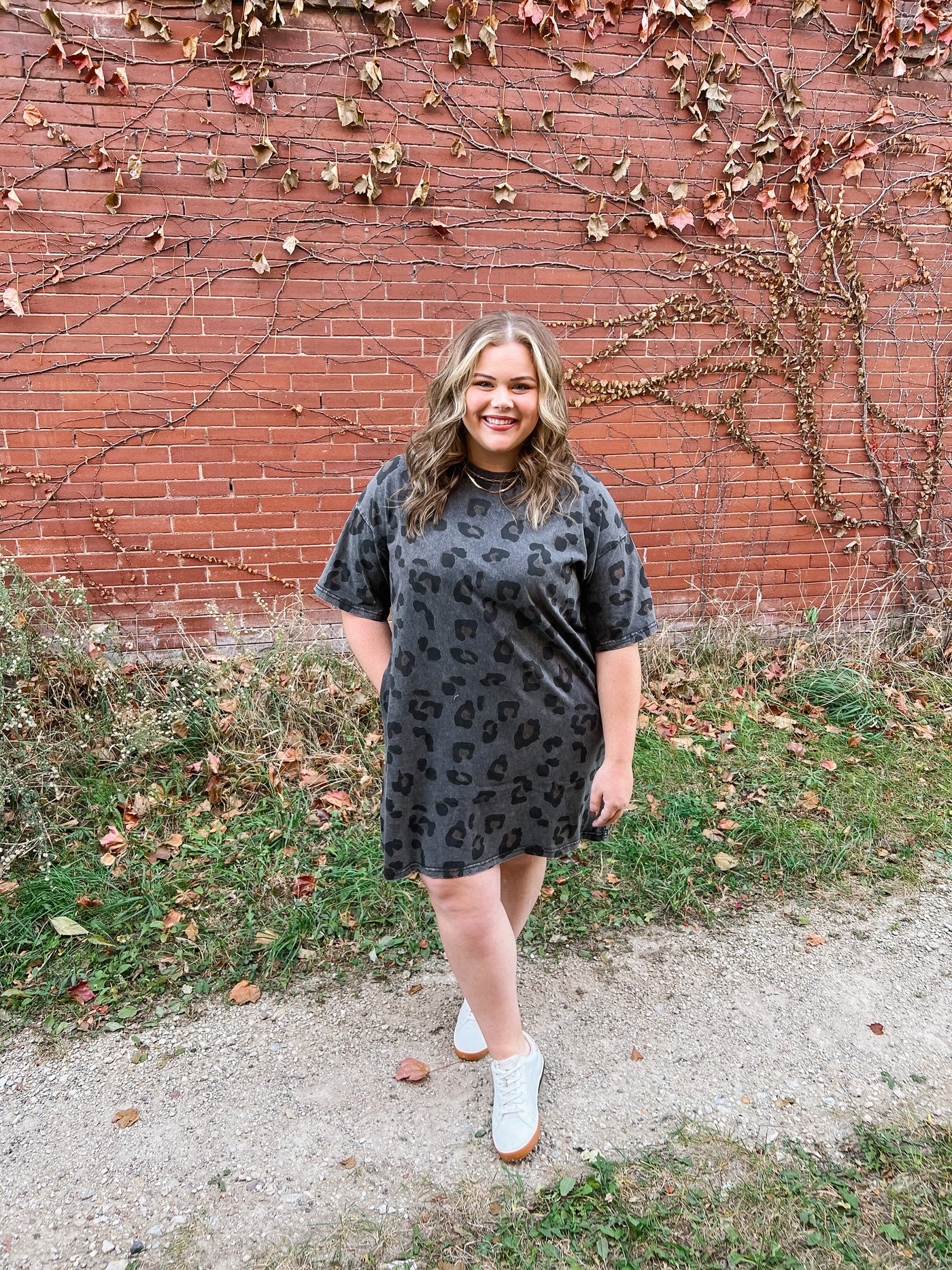 Washed Leopard Tunic Tee Dress