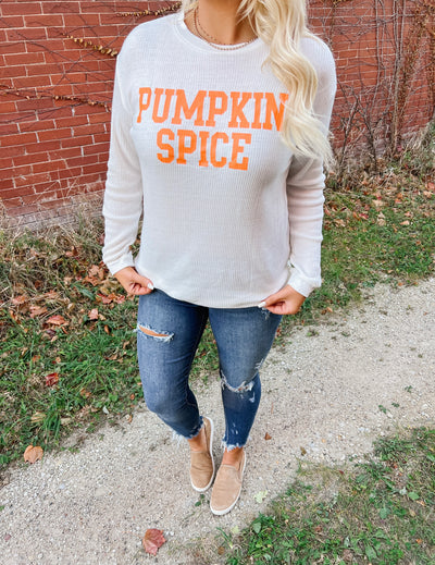 Pumpkin Spice Knit Graphic Top