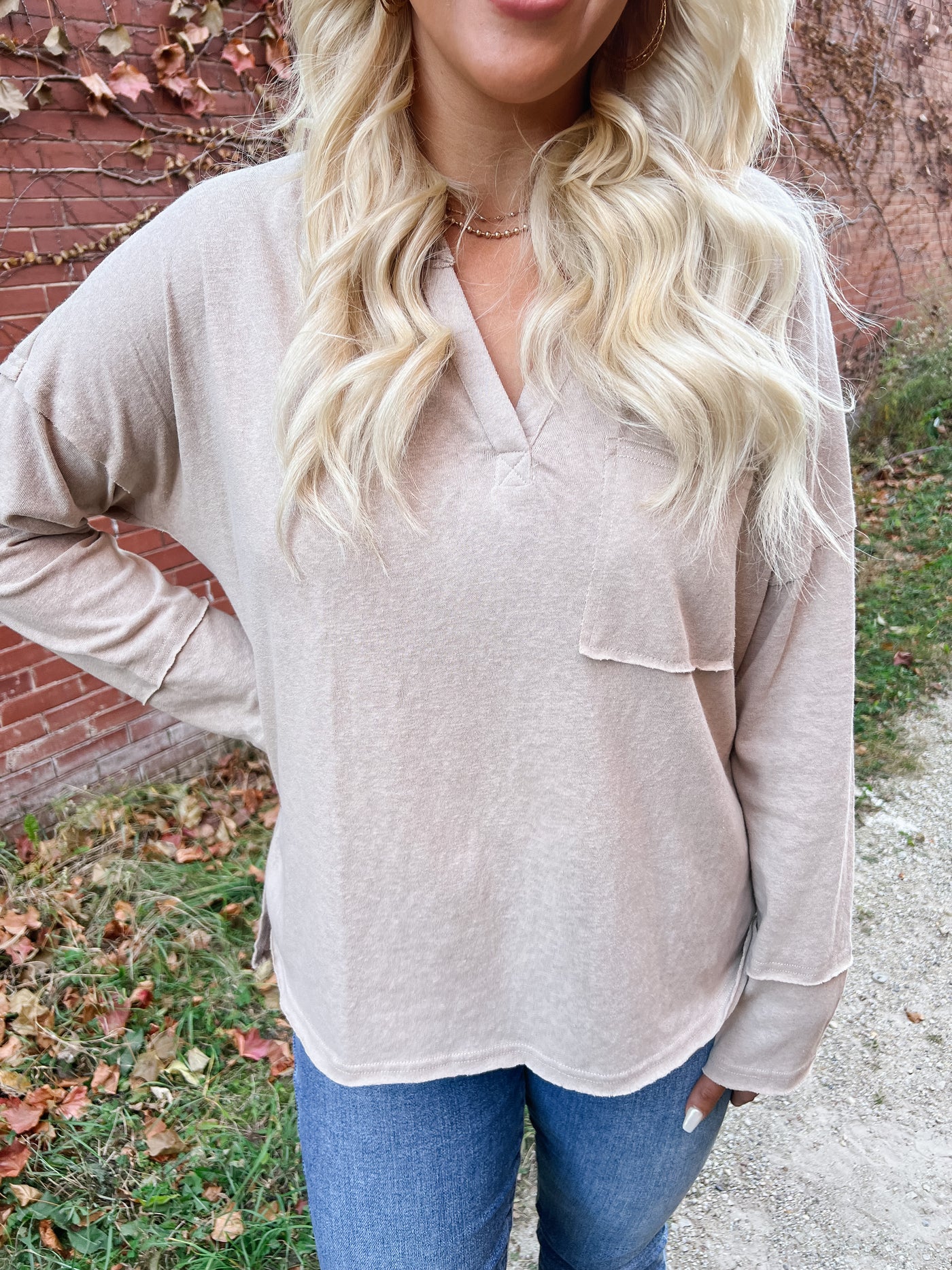 V Neck Long Sleeve Top