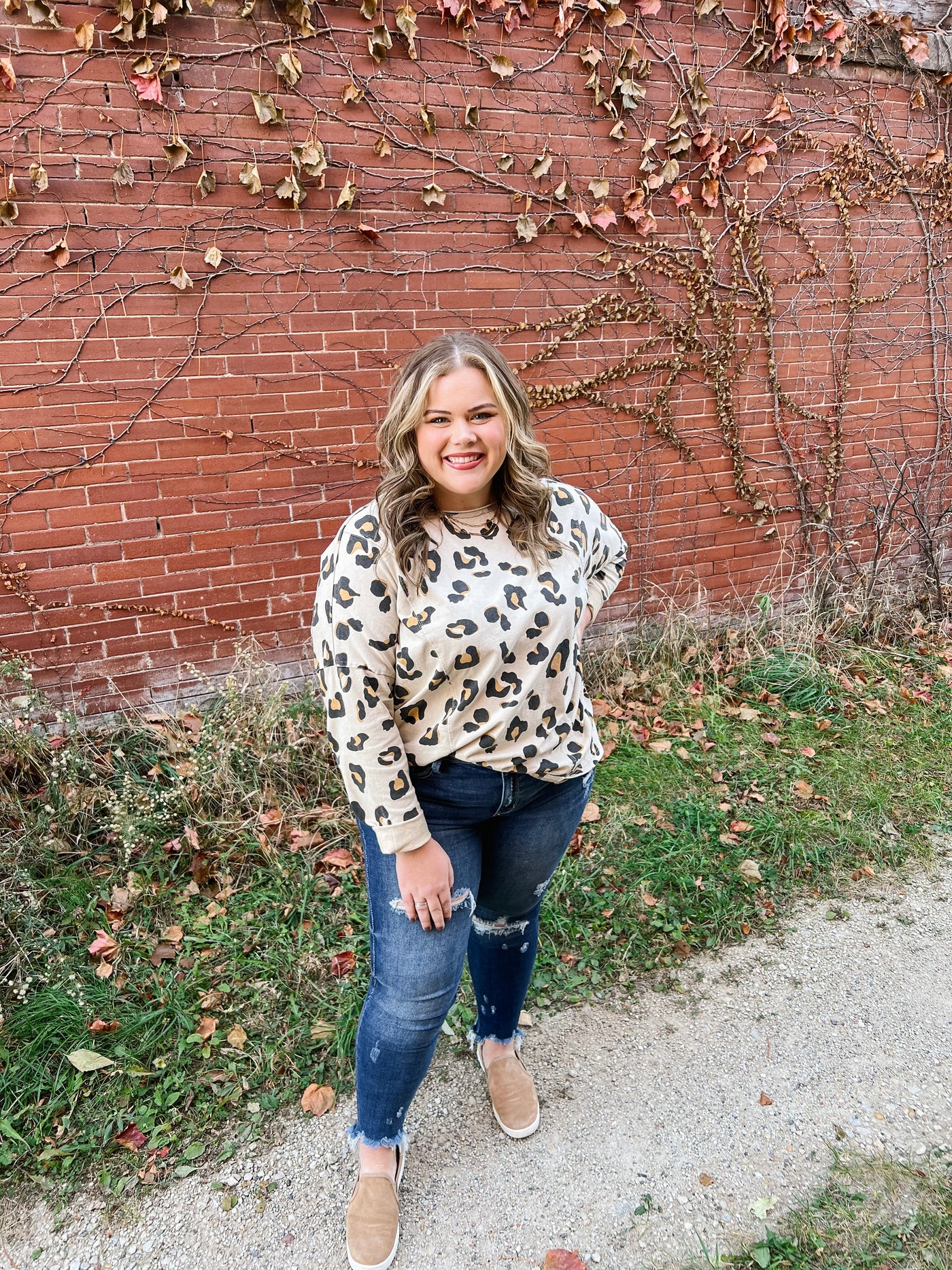 Long Sleeve Leopard Printed Top