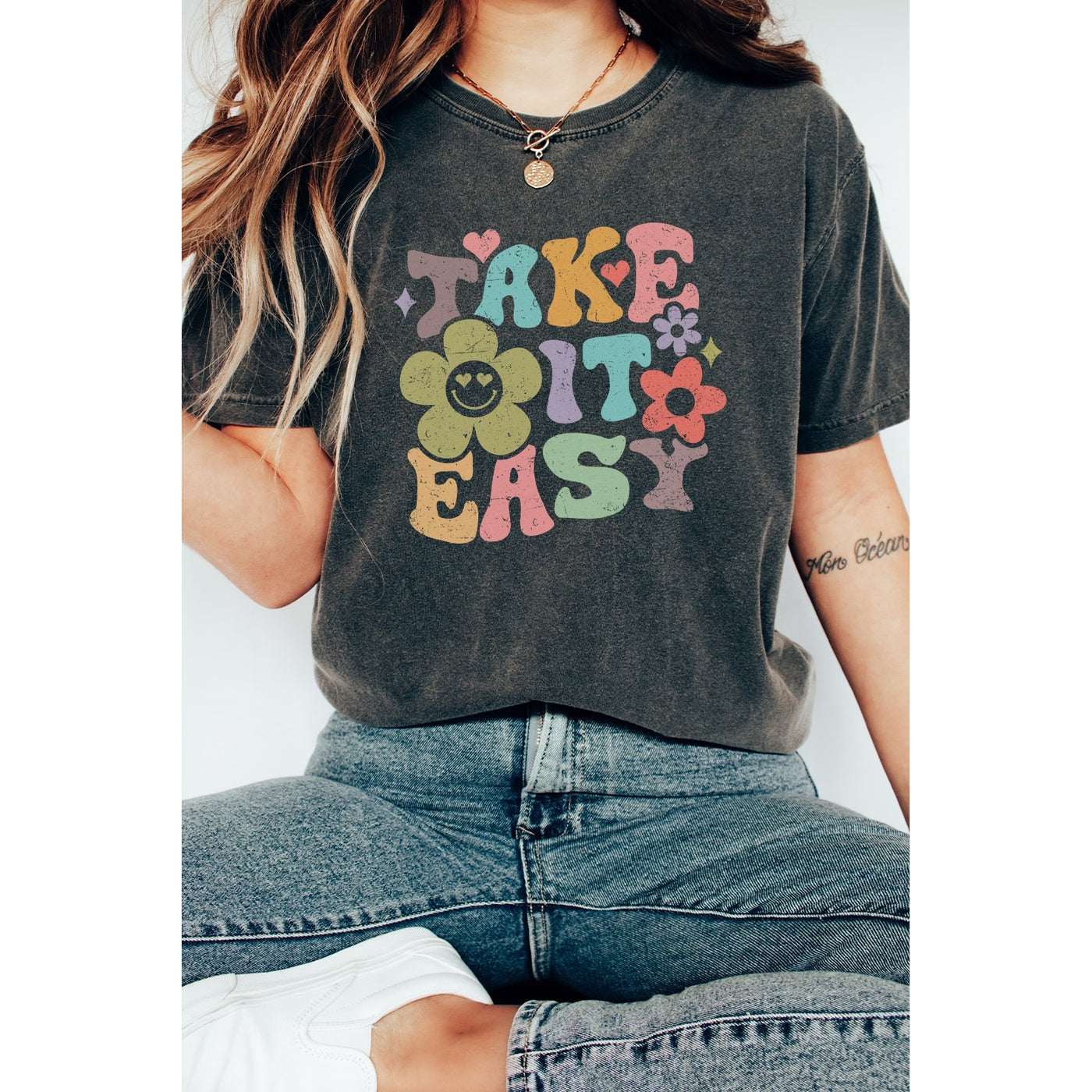 Take It Easy Floral Graphic Tee